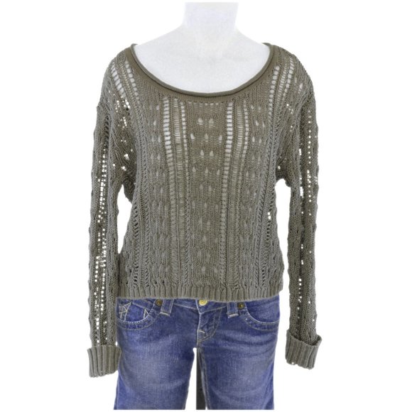 Express Taupe Oversized Holey Sweater (S) - Picture 1 of 3